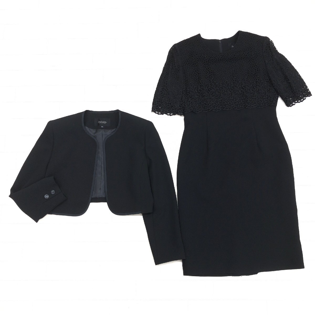 ●LOVE LIAISON ラブリエゾン ワンピース アンサンブル フォーマルスーツ 11AR(L相当) 黒 ブラック ジャケット 喪服 礼服 レディース 婦人拍卖