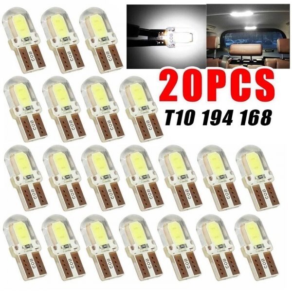 T10 T16 LED バルブ 20個 12V COB 4SMD 6000K ホワイト ポジション球 ルーム球 ナンバー灯 メーター パネル球 高輝度 明るい 爆光 車検対応拍卖