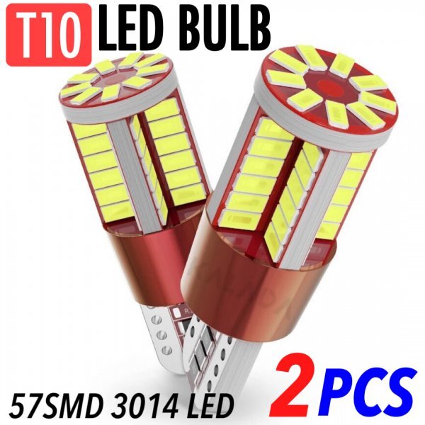 T16 T10 LED バルブ ウェッジ ホワイト 2個 爆光 57連 12V 6000K CANBUS キャンセラー バックランプ ウインカー ナンバー 明るい 車検対応拍卖