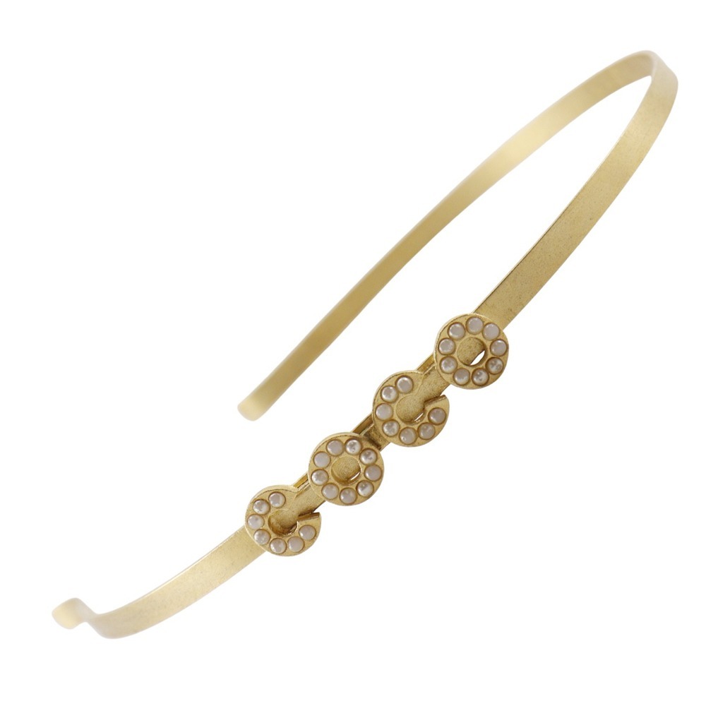 CHANEL シャネル COCO カチューシャ 01A その他アクセサリー 金メッキ×フェイクパール レディース【I191625111】中古拍卖