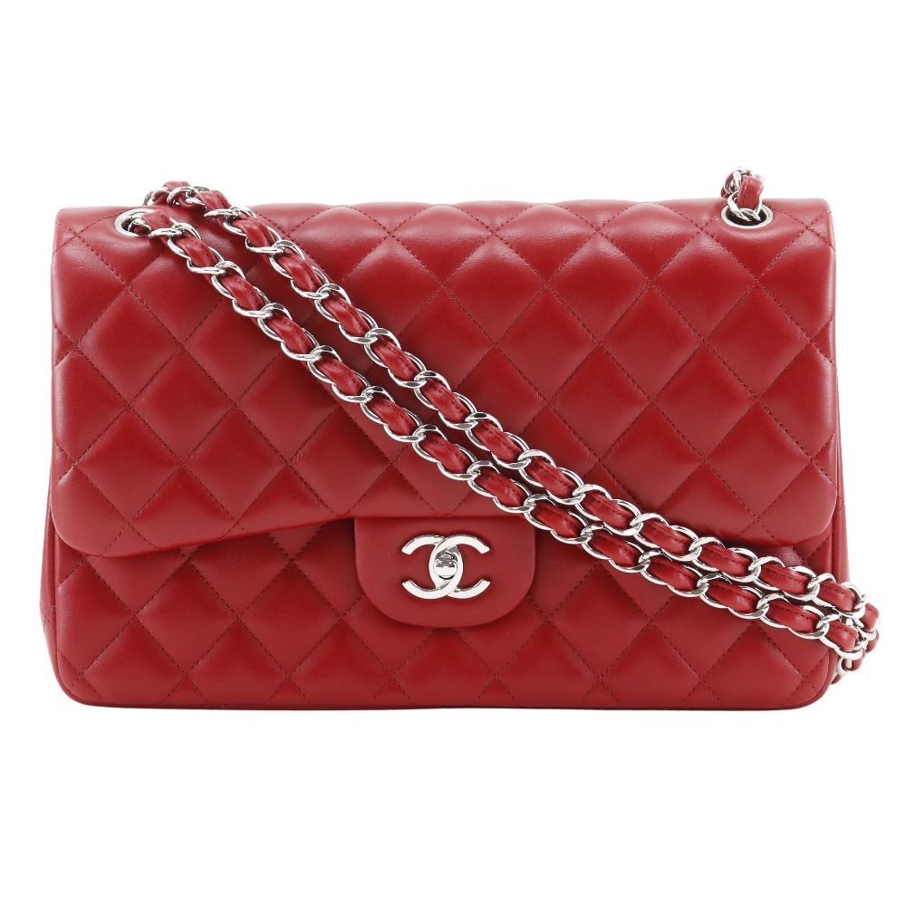CHANEL シャネル デカマトラッセ30 クラシック ラージチェーンショルダー A58600 ラムスキン 赤 レディース【I191625036】中古拍卖