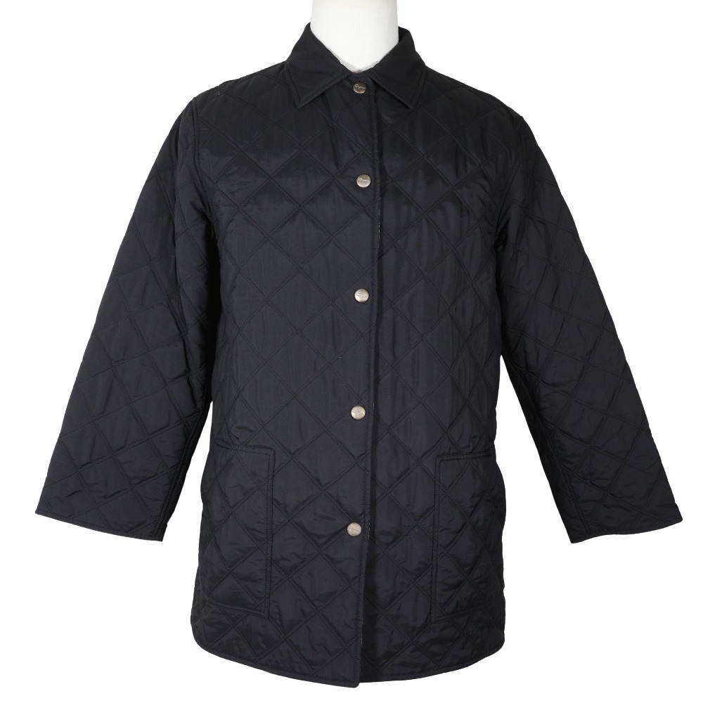Salvatore Ferragamo サルヴァトーレフェラガモ 中綿キルティング ステンカラーコート ポリエステル 黒 レディース【M200425009】中古拍卖