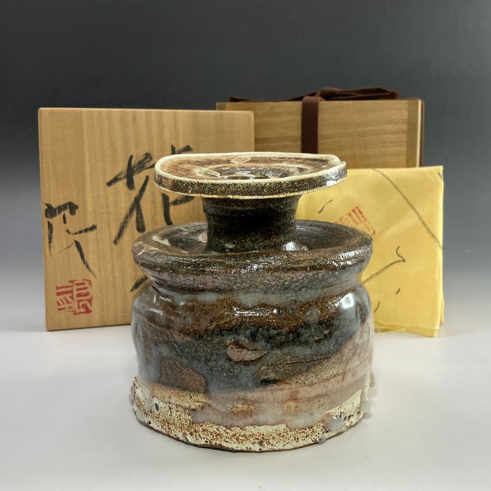 鯉江良二 作 【 花入 】 共箱 花瓶 陶磁器 【I191825018】拍卖