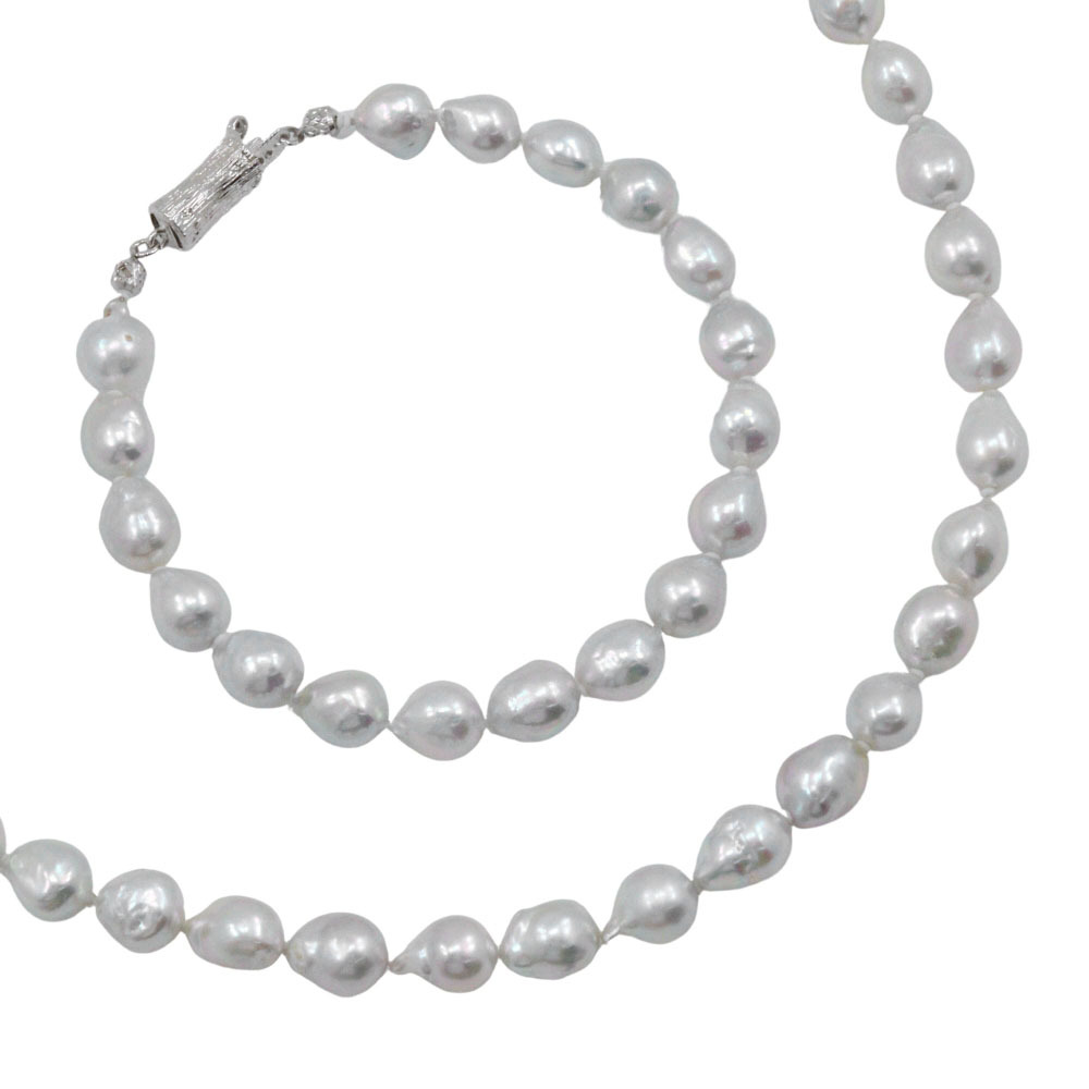 ブレスレットセット バロックパール ネックレス7.4~8.4mm シルバー925×真珠 約34.2g レディース【H152325191】中古拍卖