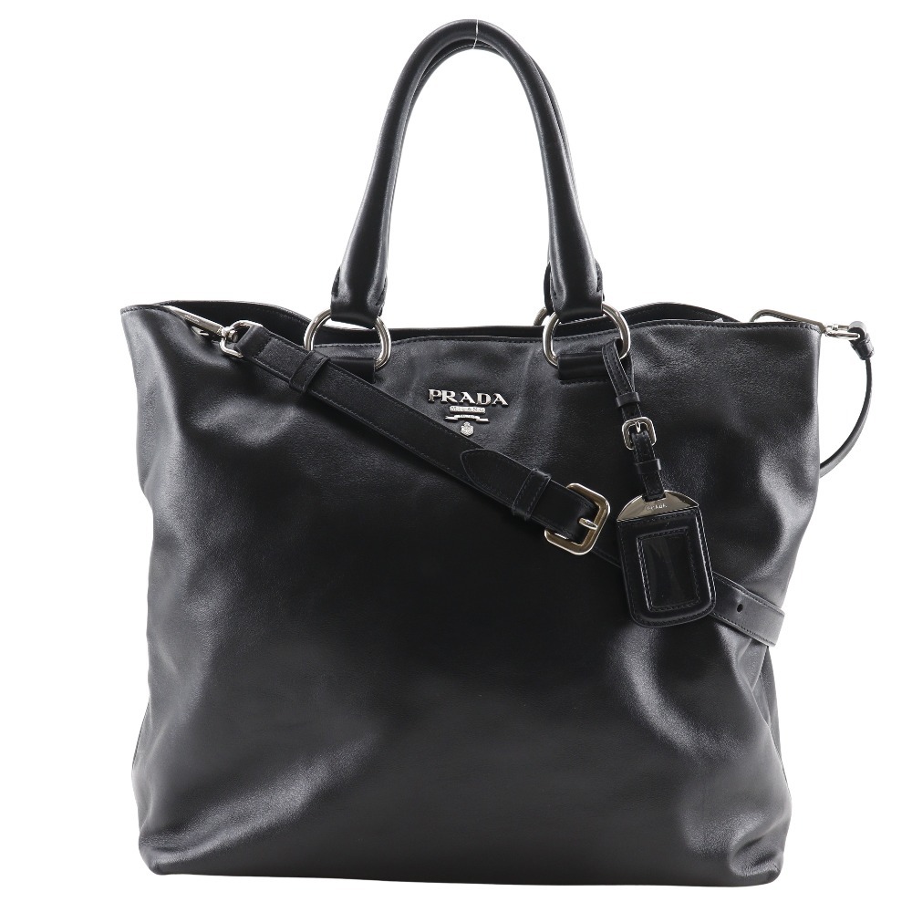 PRADA プラダ ロゴ WS7654 トートバッグ レザー 黒 レディース【I180125230】中古拍卖