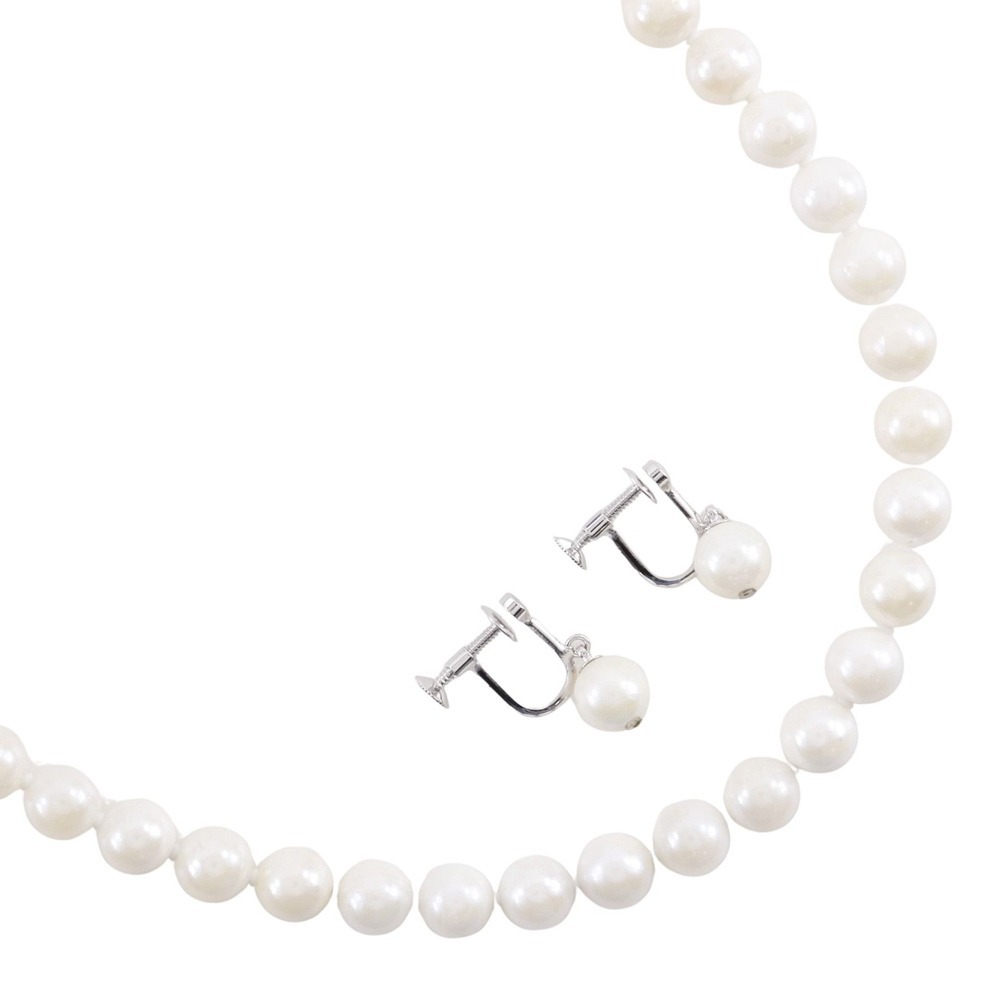 イヤリングセット ネックレス7.0~7.4mm パール×シルバー 約30.6g レディース【M200825005】中古拍卖