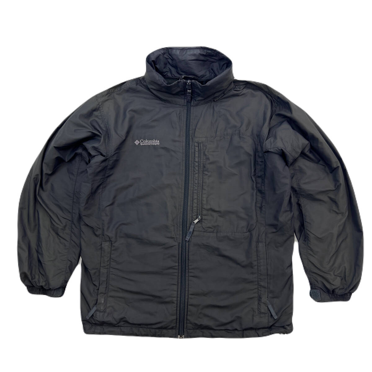 コロンビア ナイロンジャケット ダークグレー メンズ Mサイズ アウトドア 収納式フード ●CH124拍卖