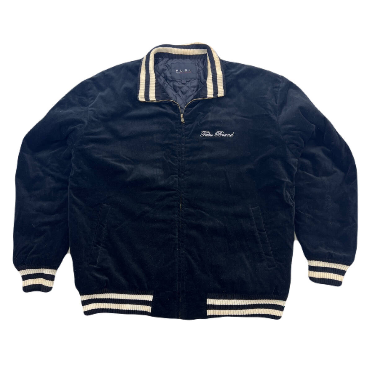 FUBU フブ ベロア ジャケット ブラック 裏キルティング メンズ Lサイズ スカジャン ●EA331拍卖