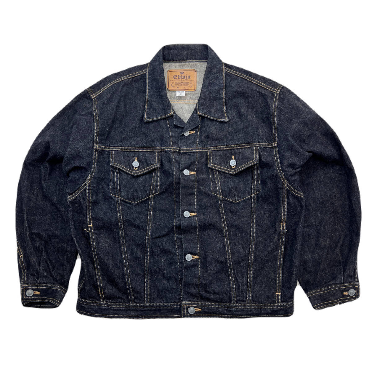 エドウィン デニムジャケット ジージャン ブラック 黒 メンズ Lサイズ ビッグシルエット 定番 ●B435拍卖