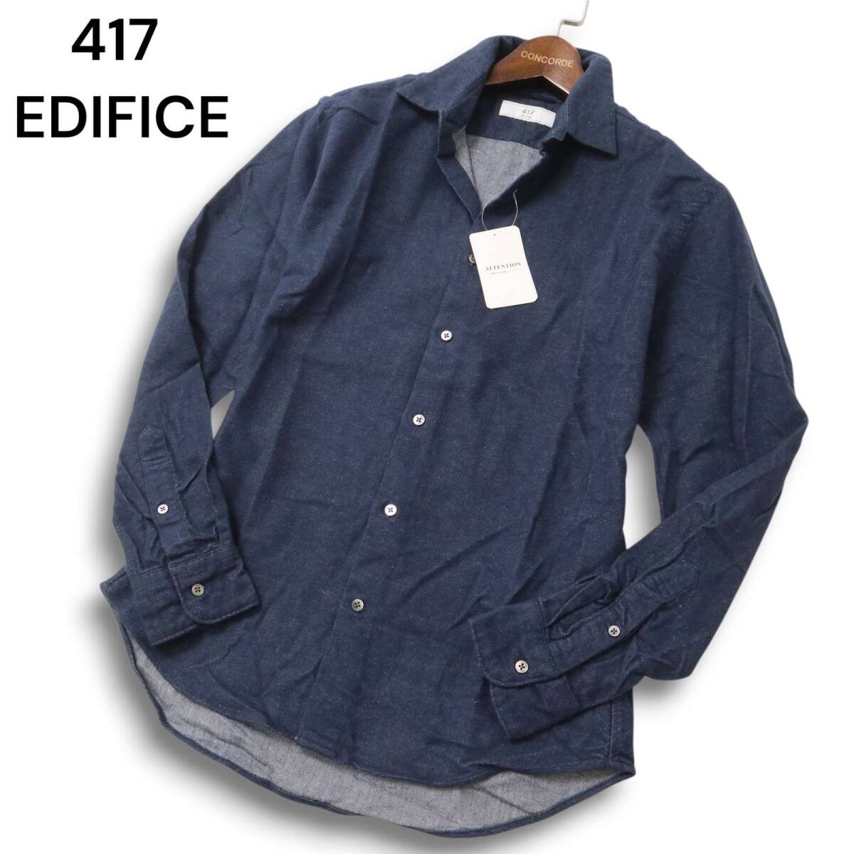 【新品 未使用】 417 EDIFICE エディフィス 秋冬 長袖 ネル シャツ Sz.M メンズ 日本製拍卖
