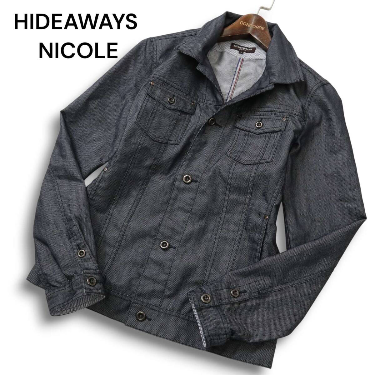 【美品】HIDEAWAYS NICOLE ハイダウェイ ニコル 通年★ Gジャン デニム ジャケット Sz.48 メンズ拍卖