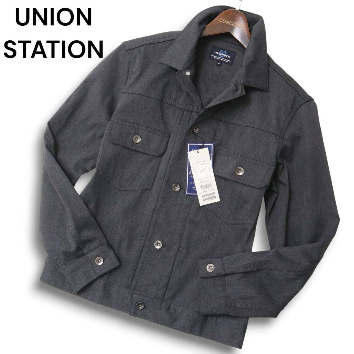 新品 未使用★ UNION STATION ユニオンステーション メンズビギ 通年 ストレッチ トラッカー ジャケット Sz.M メンズ 灰拍卖