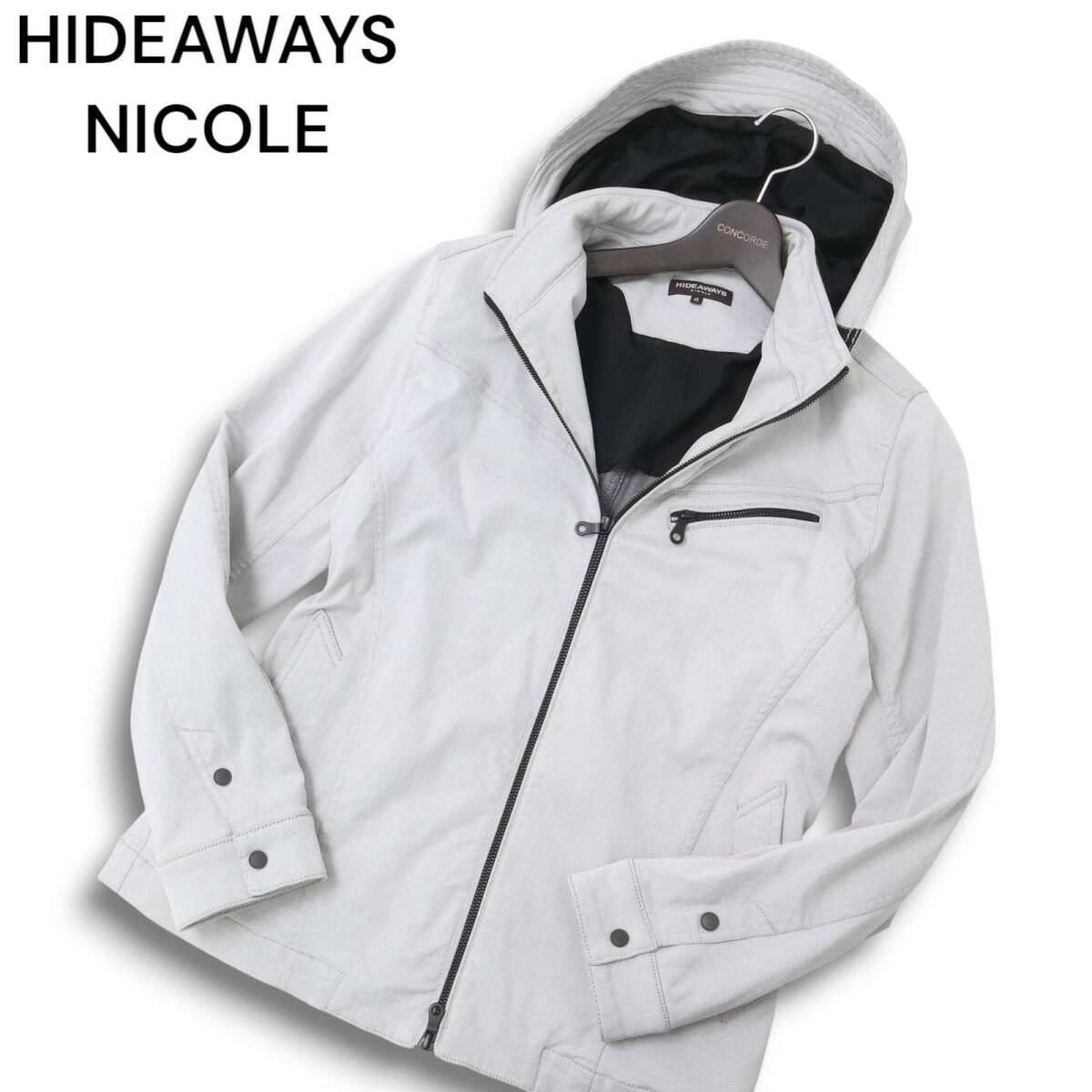 HIDEAWAYS NICOLE ハイダウェイ ニコル 通年★ フーディー ブルゾン ジャケット Sz.48 メンズ 灰 グレー拍卖