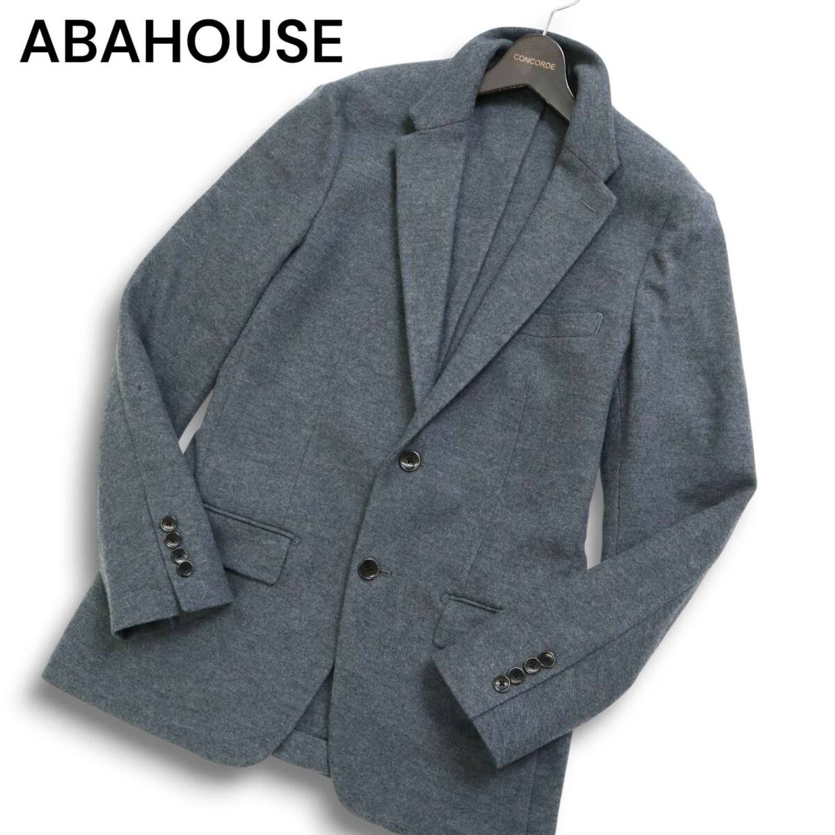 ABAHOUSE アバハウス 秋冬 ウール100%★ テーラード ジャケット シングル Sz.48 メンズ 灰 グレー拍卖