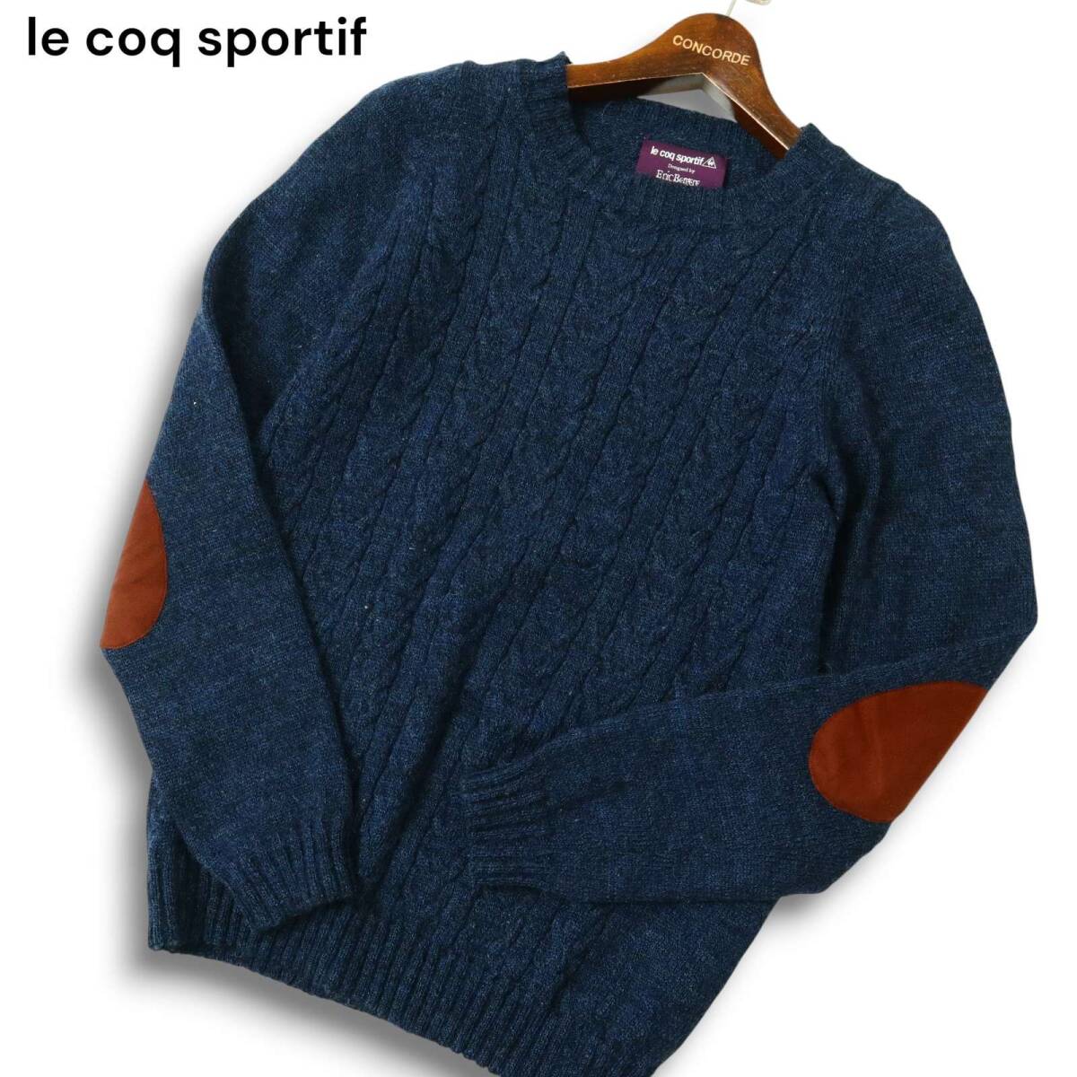 le coq sportif × EDIFICE et IENA ルコック スポルティフ エディフィス イエナ ウール★ ニット セーター Sz.48 メンズ 紺拍卖