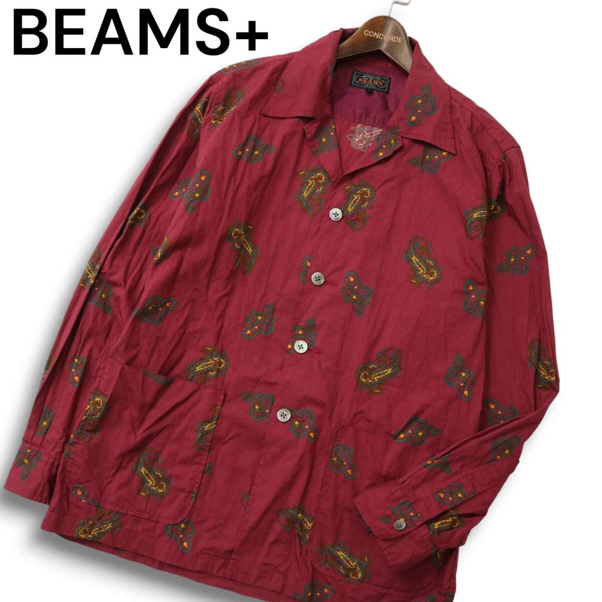 BEAMS+ ビームス プラス 通年★ ペイズリー柄 総柄 長袖 オープンカラー シャツ ジャケット Sz.L メンズ拍卖