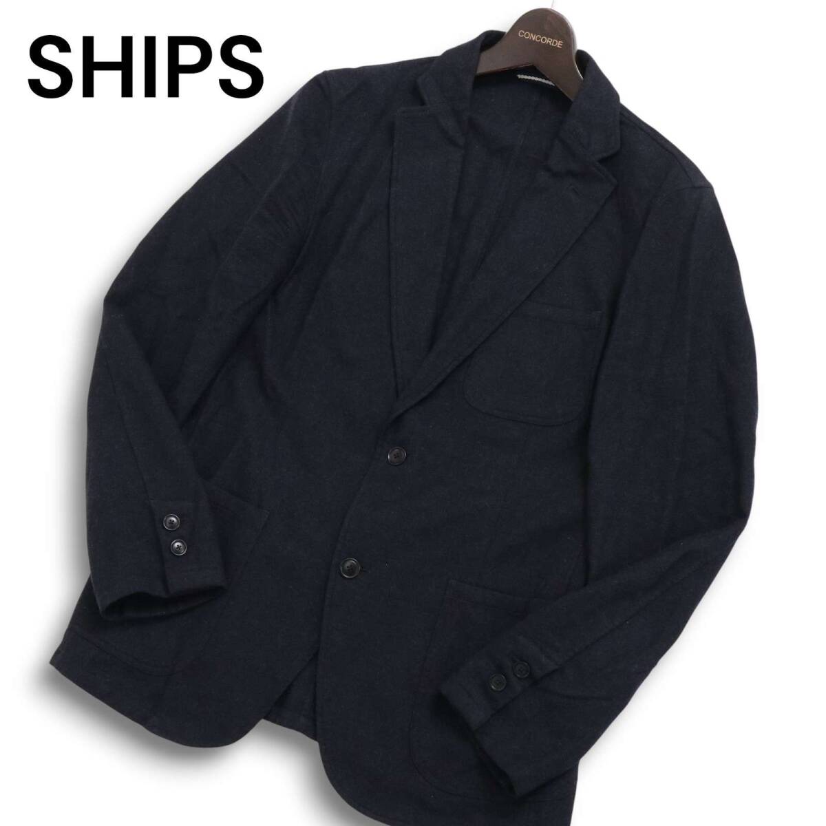 SHIPS シップス 秋冬 SUPER100s WOOL★ ウール テーラード ジャケット Sz.S メンズ ネイビー拍卖