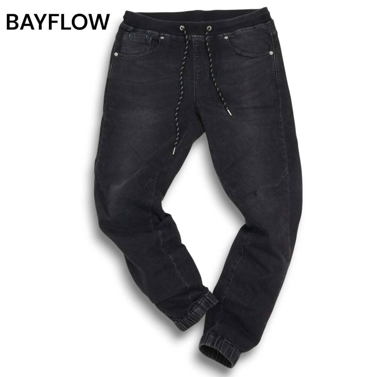 BAYFLOW ベイフロー 通年 USED加工★ ストレッチ イージー ジョガー デニム パンツ ジーンズ Sz.3 メンズ 黒拍卖