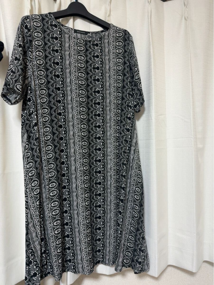 ワンピース☆チュニック☆ 半袖☆フリー☆かぶり☆ 黒系☆ひざ丈☆LLくらいまで☆拍卖