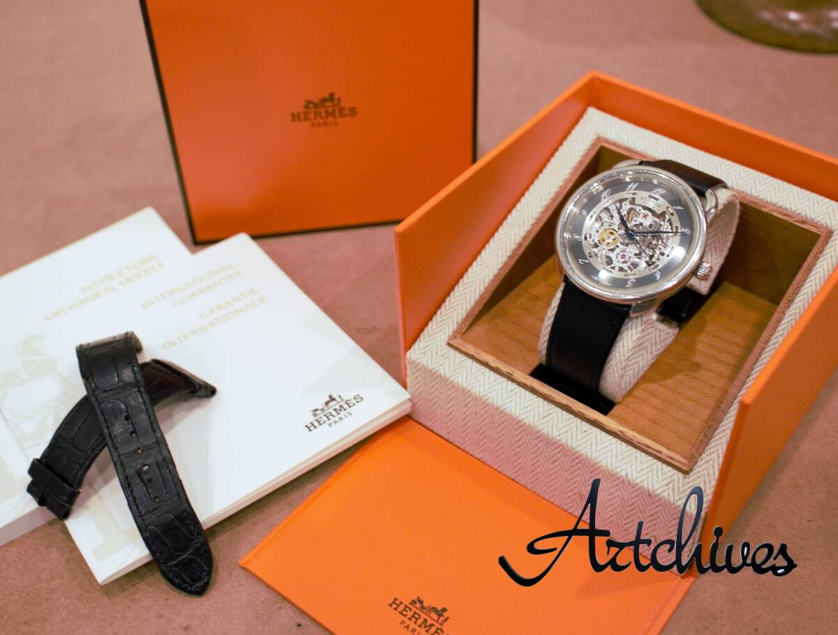 ☆時計☆HERMES (エルメス)☆AR6.710☆アルソースケルトン☆スケルトン文字盤 メンズ 自動巻き 腕時計 稼働品☆『VRW-1367』拍卖