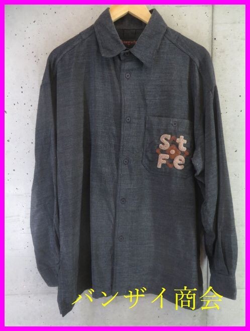 7001s15◆良品です◆日本製◆Santa Fe サンタフェ ロゴ刺繍 長袖シャツ 04/ジャケット/コート/ニットセーター/スウェットトレーナー/パンツ拍卖