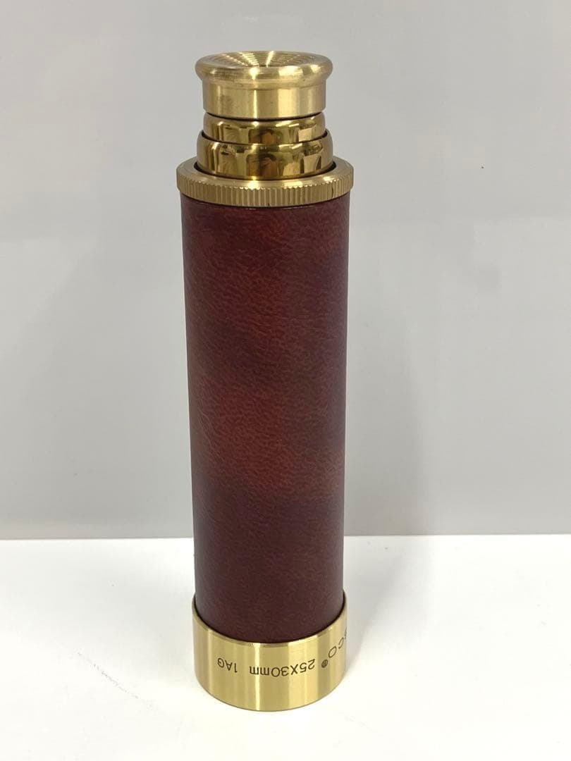 TASCO 単眼鏡 テレスコープ 25x30mm 1AG ケース入 単眼鏡 望遠鏡 真鍮製 レザー調ケース付 アンティーク風 高倍率 観劇 登山 旅行 趣味拍卖