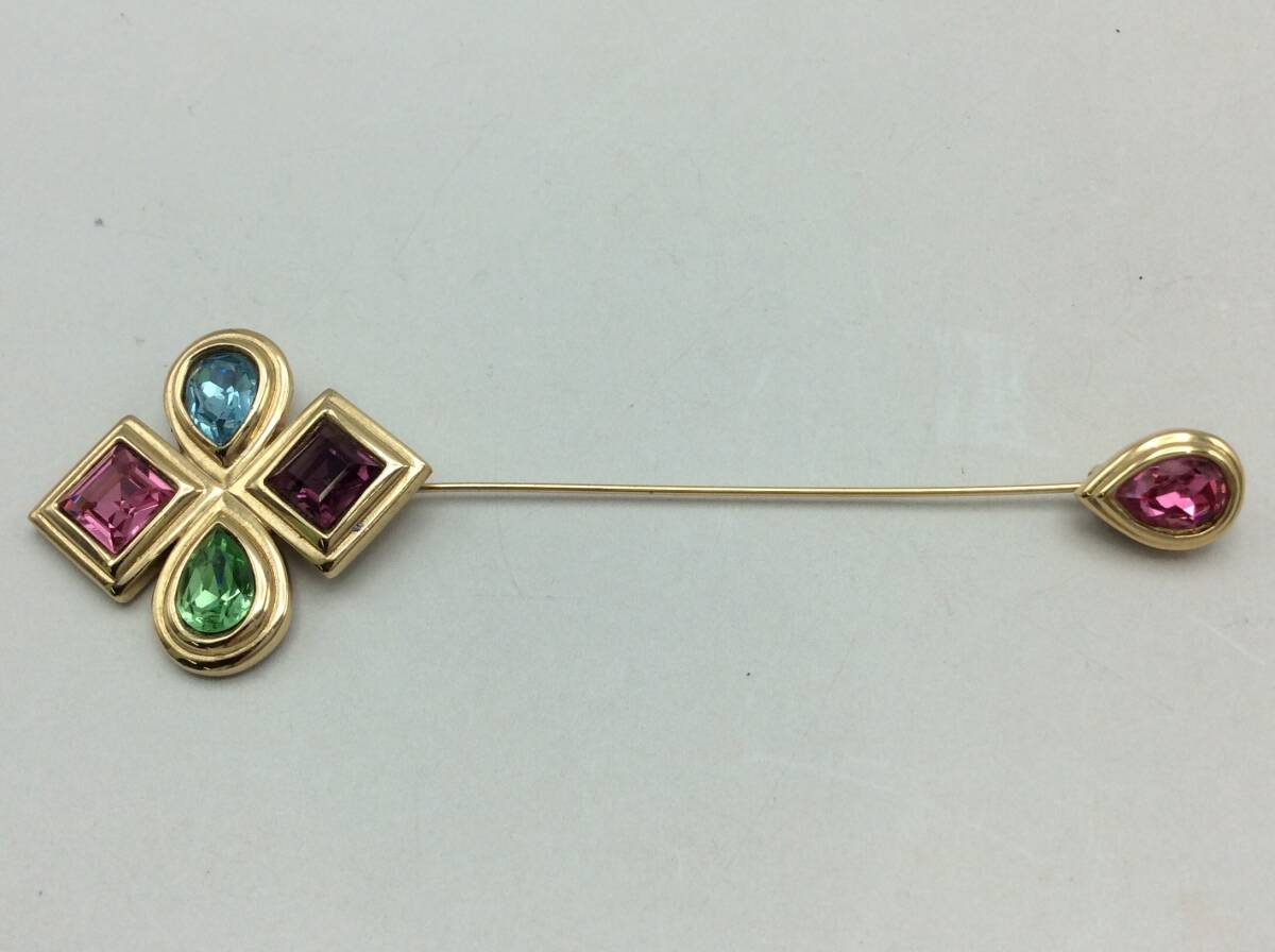 HH86◎ブローチ Guy Laroche ギラロッシュ カラーストーン ゴールドカラー アクセサリー 現状品拍卖