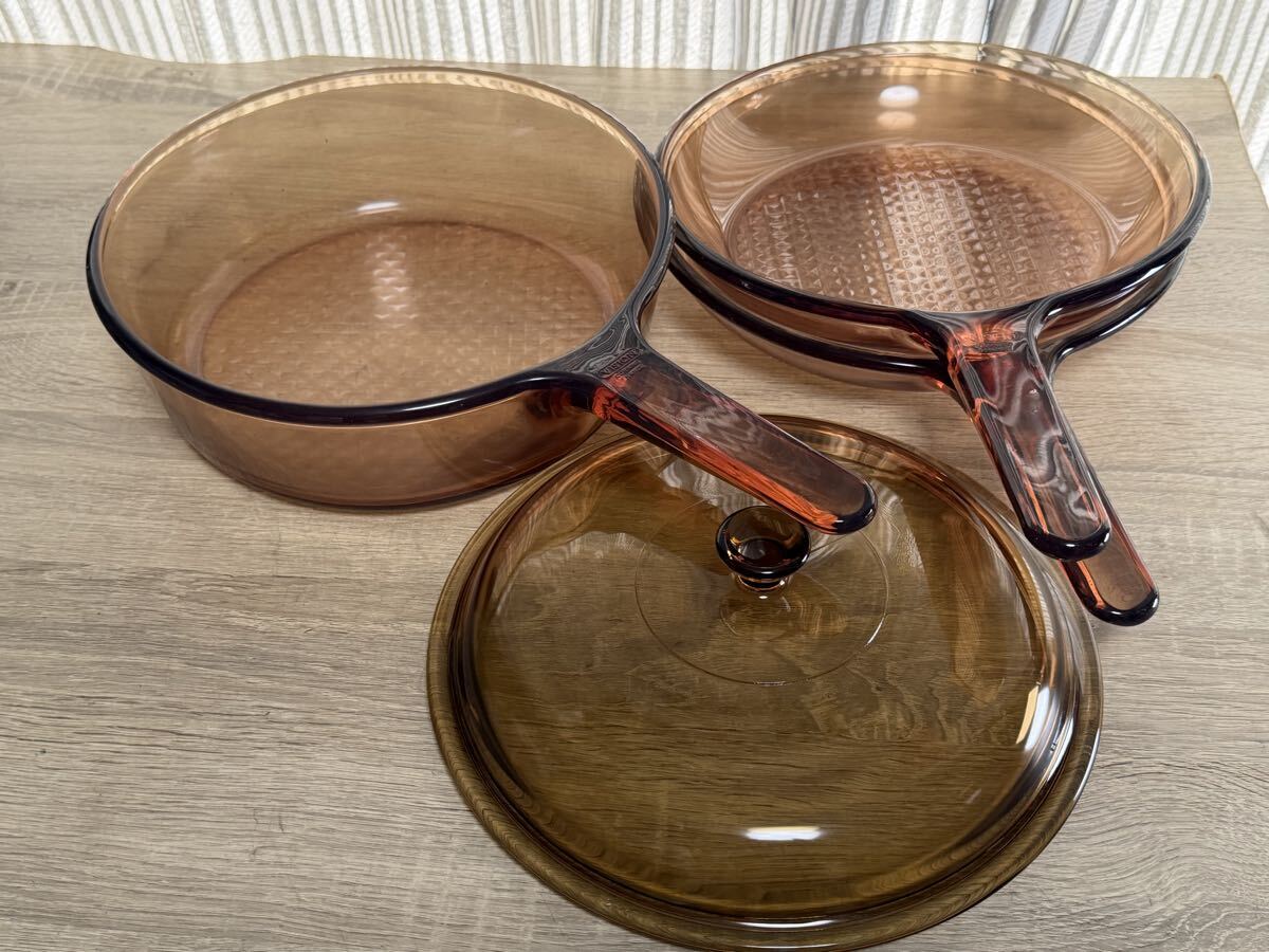 フランス製 Vision 24cm ガラスフライパン 耐熱ガラス 3点セット拍卖