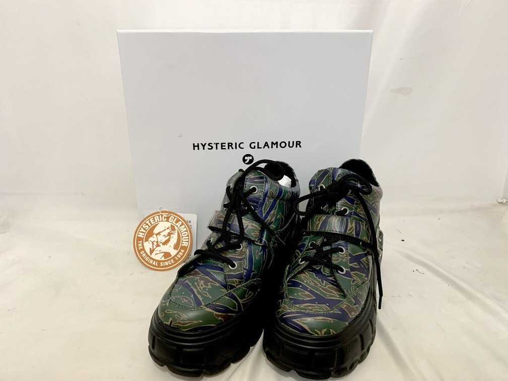 HYSTERICGLAMOUR WOMAN ヒステリックグラマー ウーマン ベルクロ プラットフォームスニーカー 厚底 ベルト ミリタリー 01243QS01 牛革 サイ拍卖