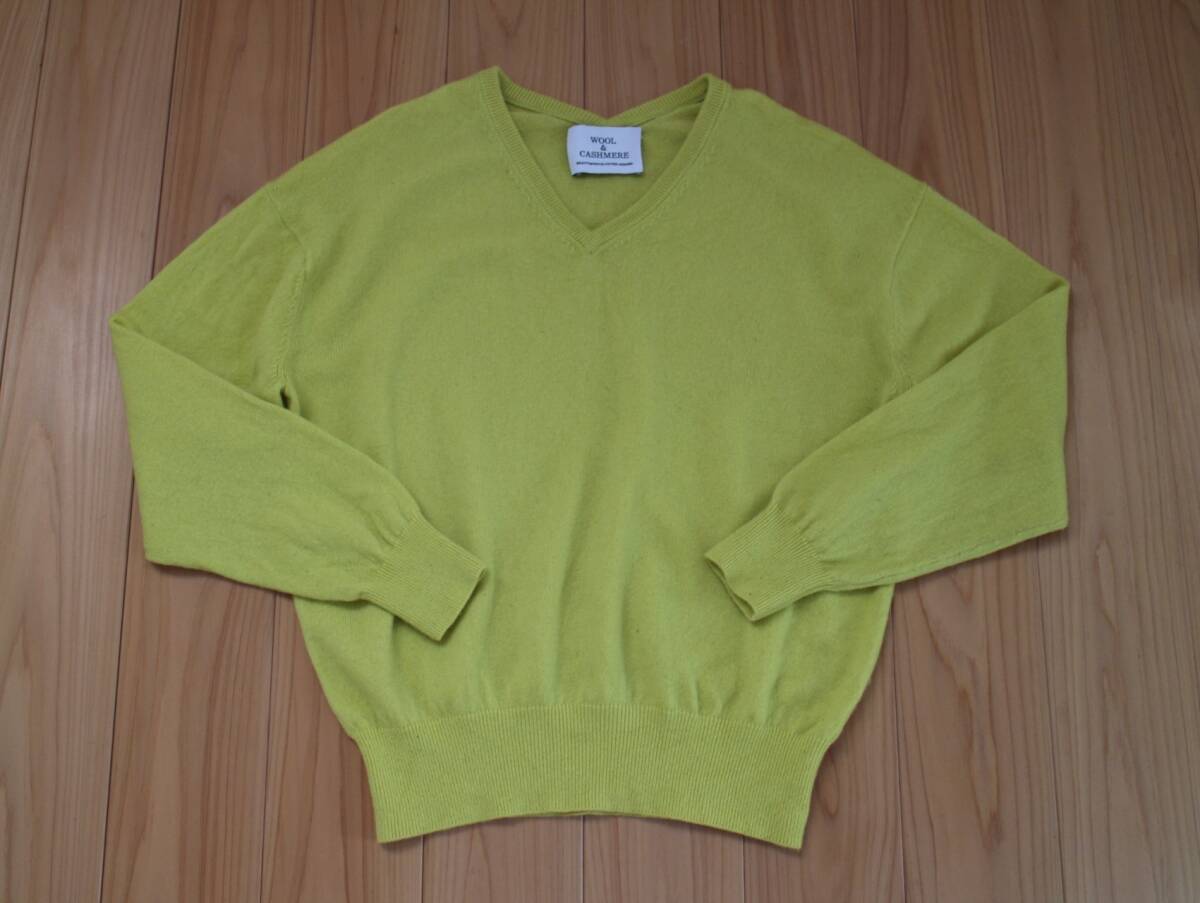 【賢くおしゃれ♪】人気*BEAUTY&YOUTH UNITED ARROWSビューティー&ユース ユナイテッドアローズ *ウールカシミア美人ニット 黄色 F 上質拍卖