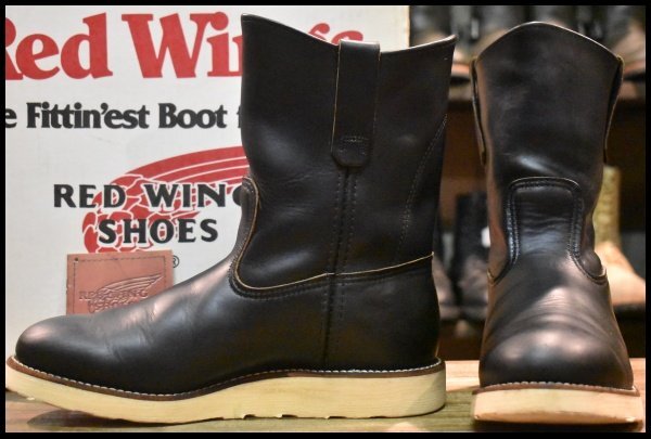 【7.5E 箱付 良品 羽タグ 97年】レッドウィング 8169 ペコス 黒 ブラッククローム クッションソール ブーツ redwing pecos HOPESMORE拍卖