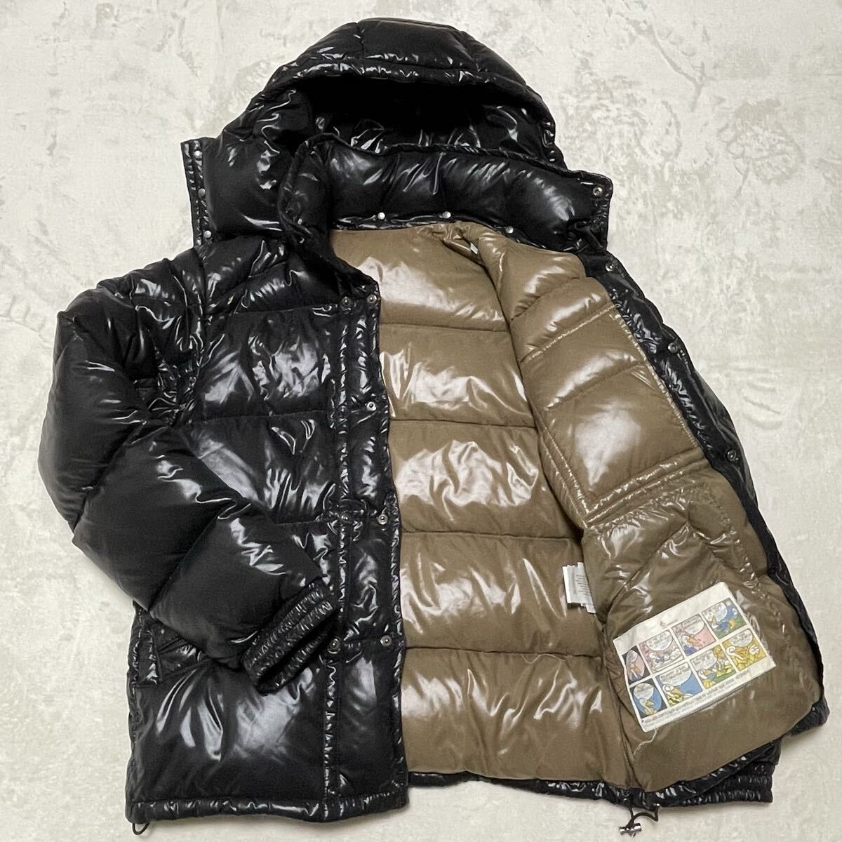 1円〜【極美品】MONCLER K2 モンクレール シャイニー ダウンジャケット サイズ0 黒 光沢 ロゴワッペン フード付 デカロコ ダウンジャケット拍卖