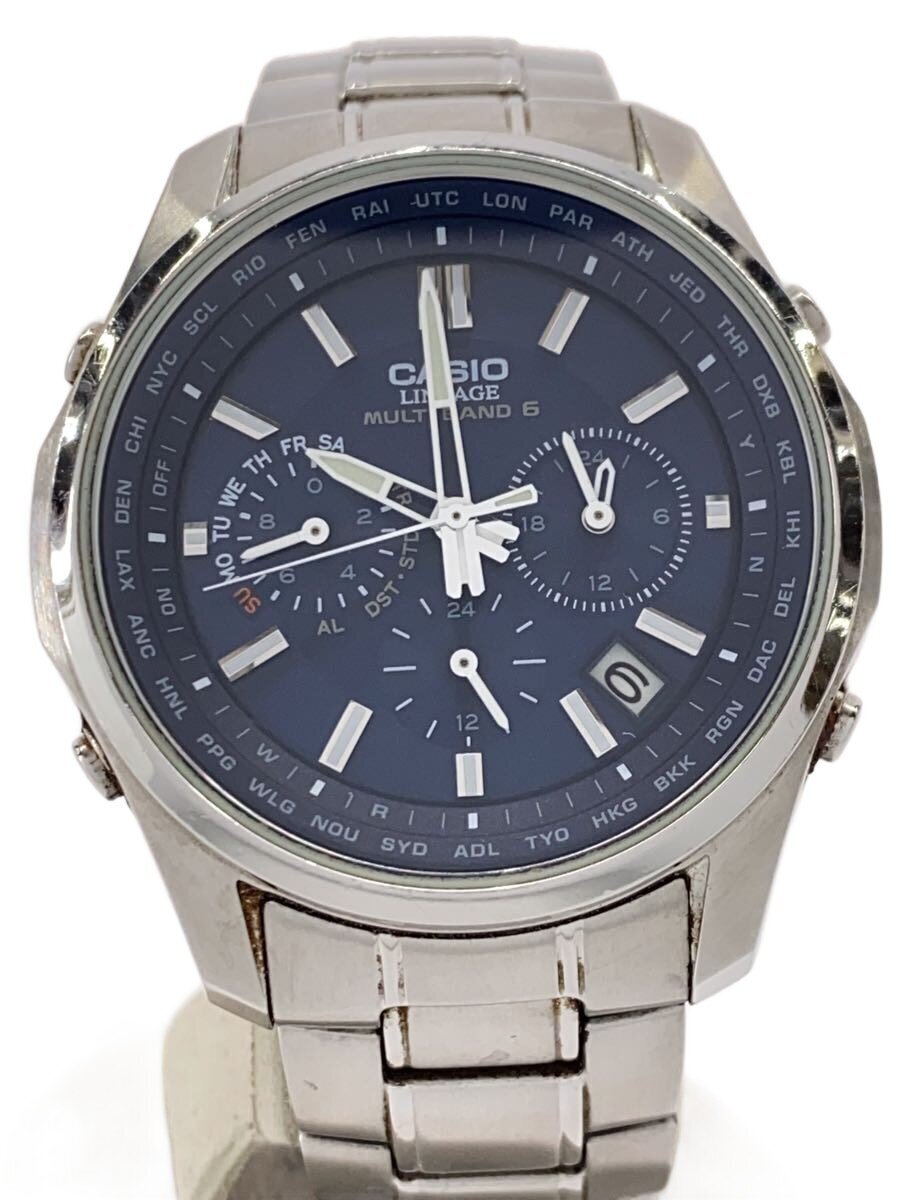 CASIO◆ソーラー腕時計・WAVECEPTOR/アナログ/SLV拍卖