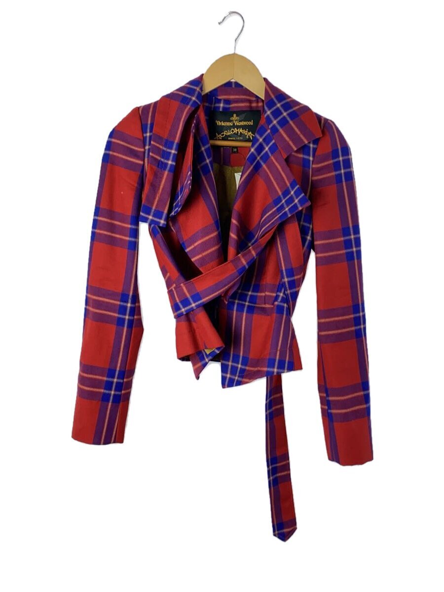 Vivienne Westwood◆テーラードジャケット/38/ウール/RED/タータンCK/14-01-452018//拍卖