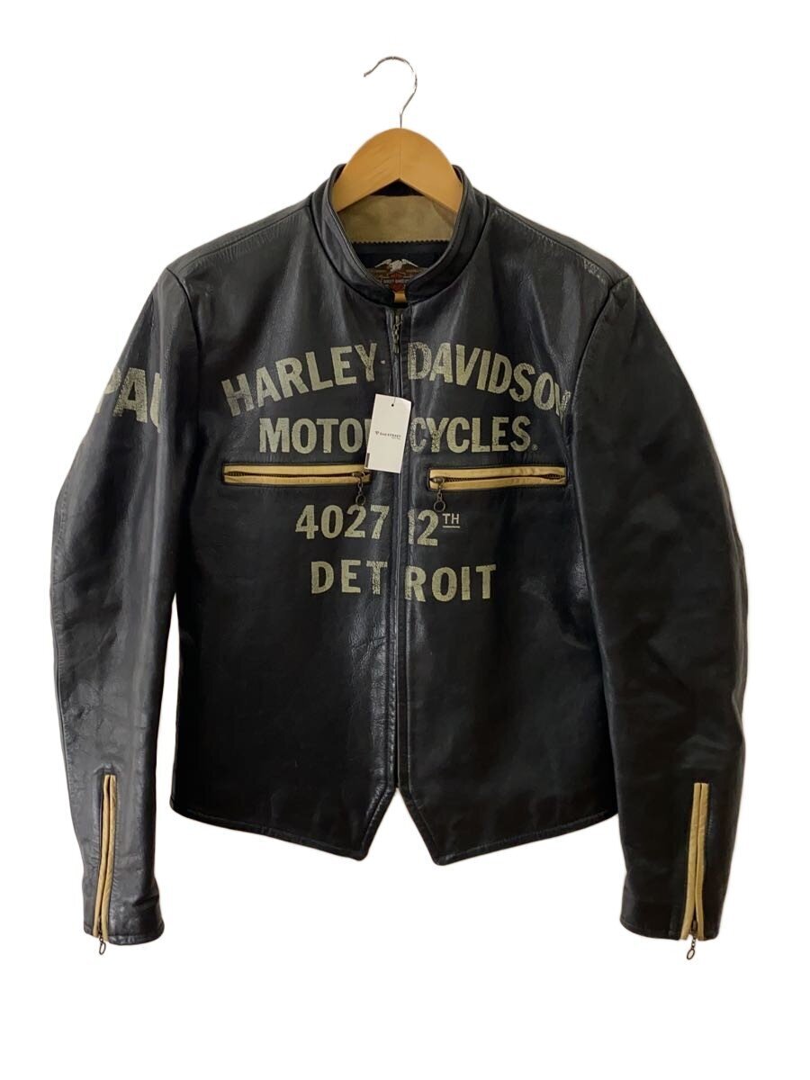 HARLEY DAVIDSON◆レザージャケット・ブルゾン/M/レザー/BLK/プリント拍卖