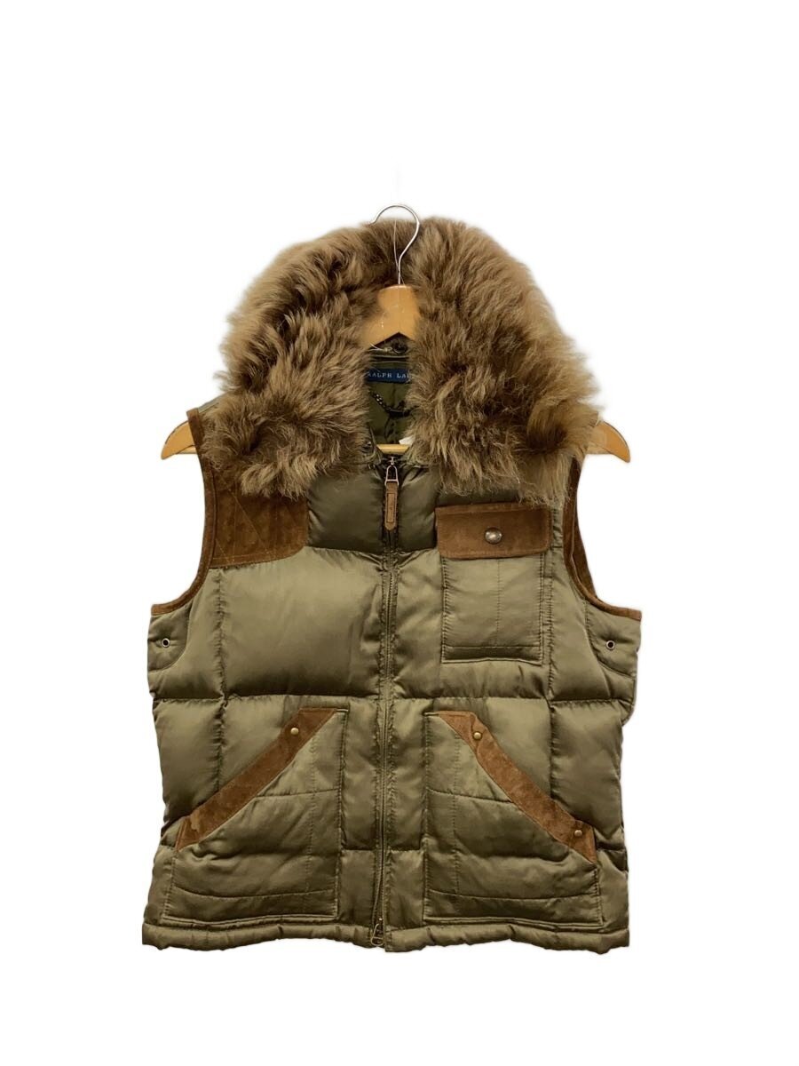RALPH LAUREN◆ダウンベスト/L/コットン/カーキ/WMBLOTWS5G00017/ファー取り外し可能拍卖