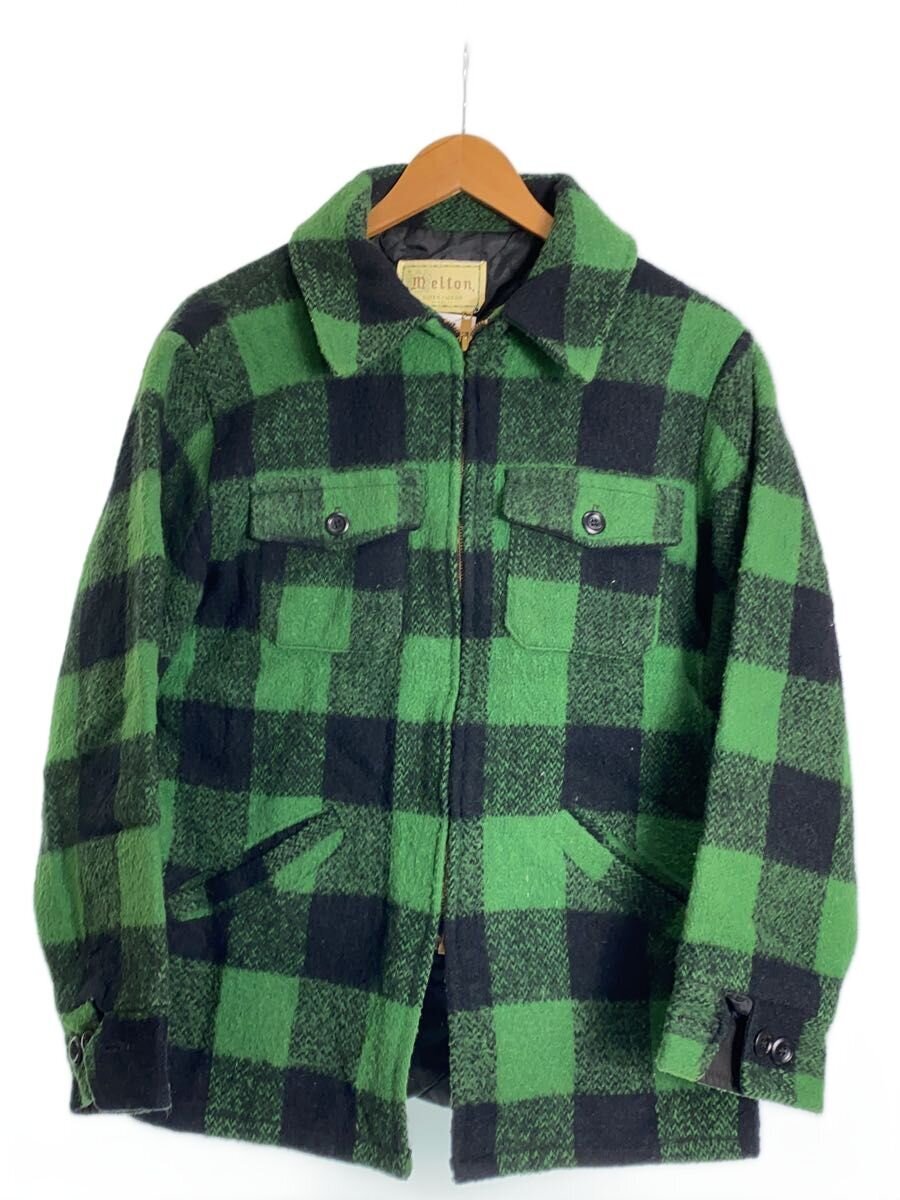 Melton◆70s/ジャケット/バッファローチェック/ウール/GRN/チェック拍卖
