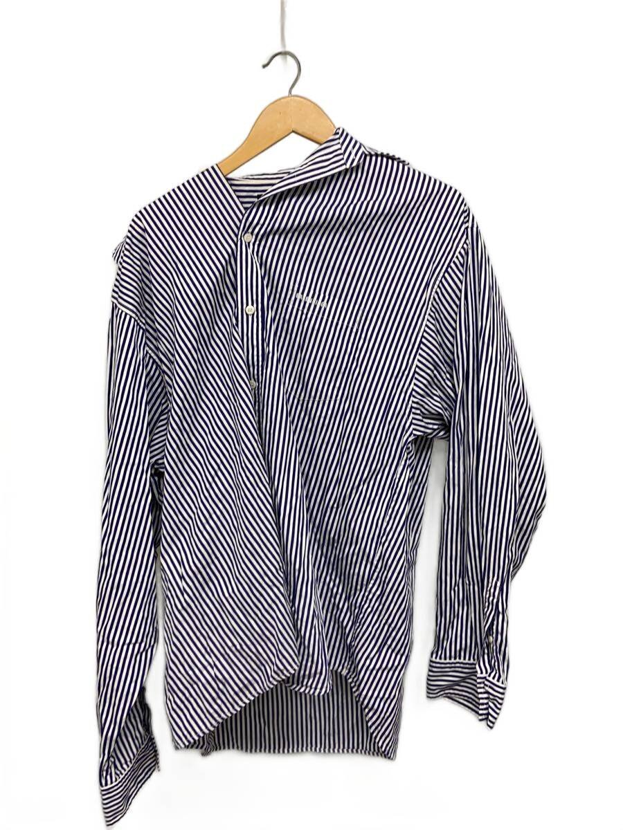 BALENCIAGA◆長袖シャツ/XS/コットン/BLU/ストライプ/MC16 663034 TIM36拍卖