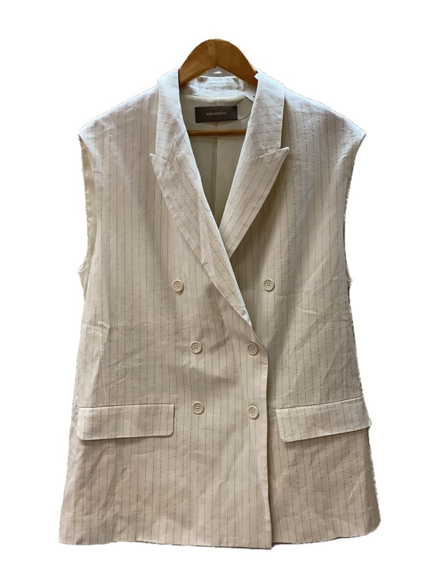 heliopole◆24SS/DOUBLE BREASTED GILLET/38/WHT/ストライプ/14003029012HN拍卖