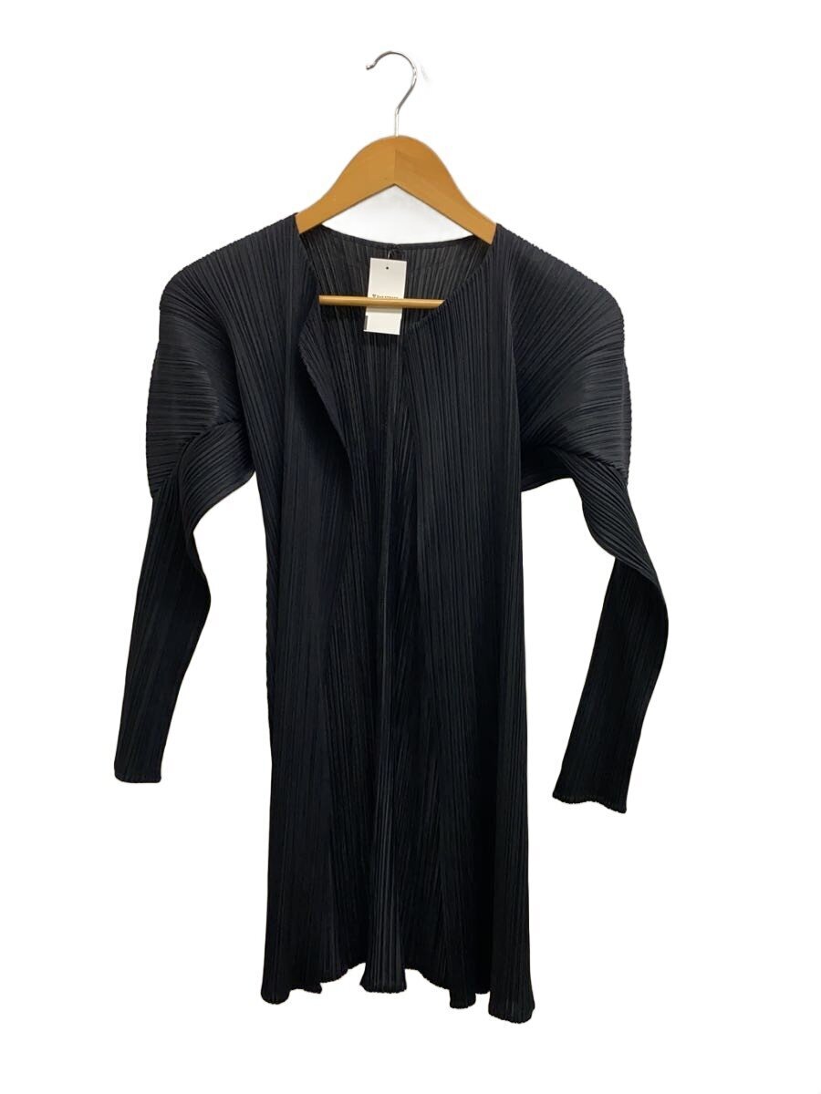 PLEATS PLEASE ISSEY MIYAKE◆カーディガン(薄手)/3/ポリエステル/BLK/無地/PP05-JD102拍卖