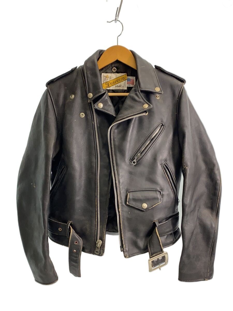 Schott◆ダブルライダースジャケット/36/牛革/BLK拍卖