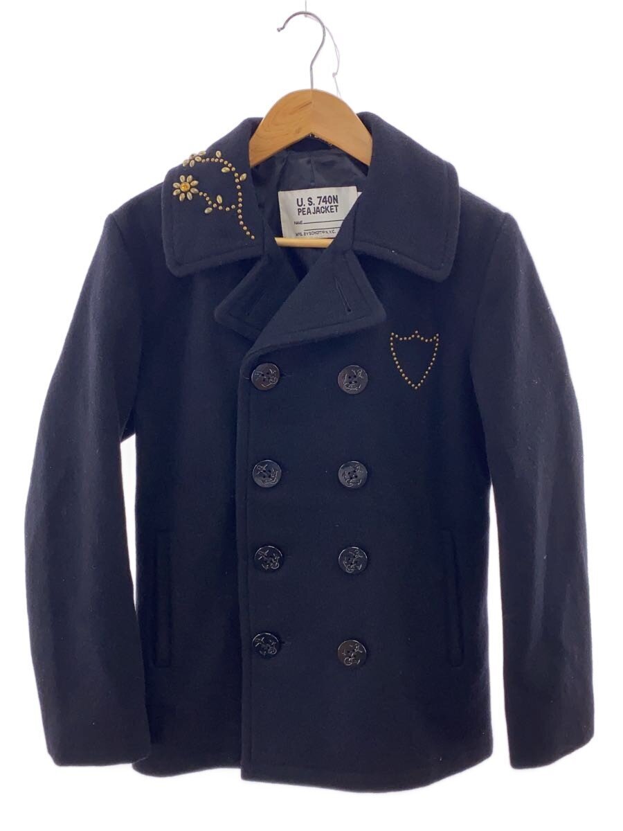 Schott◆USA製/スタッズ/ピーコート/34/ウール/BLK/41082//拍卖