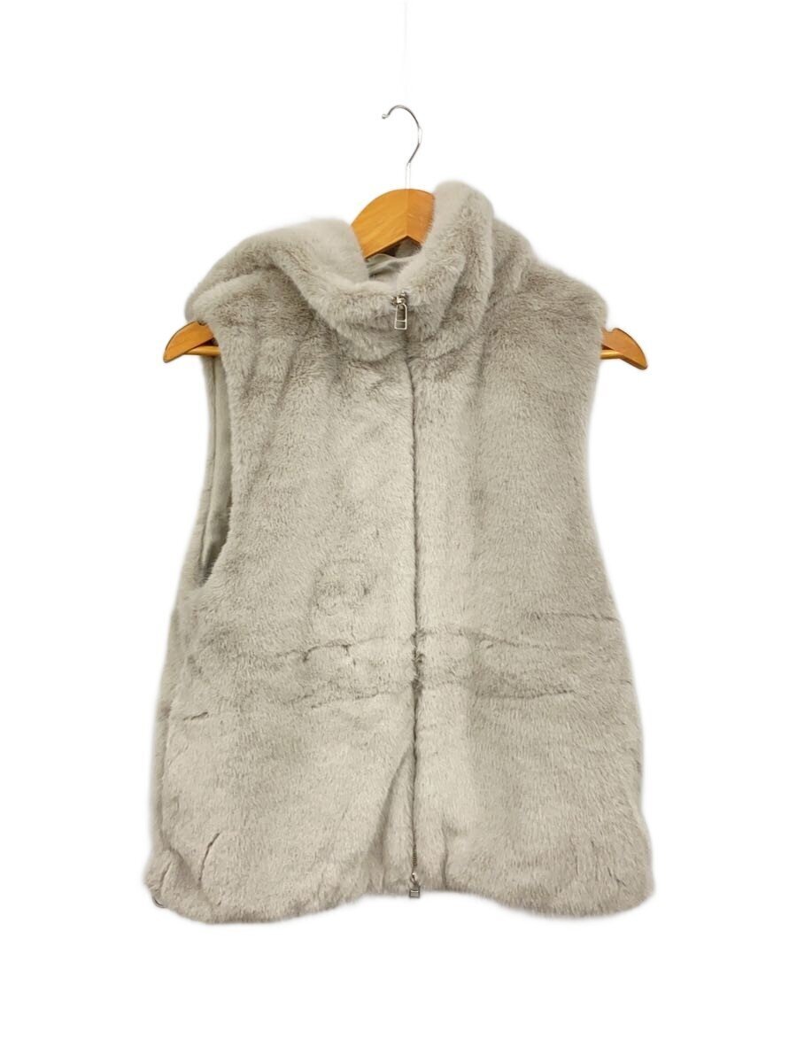 Arpege story◆24AW/ファーフードジップベスト/1/ポリエステル/GRY/14347081拍卖