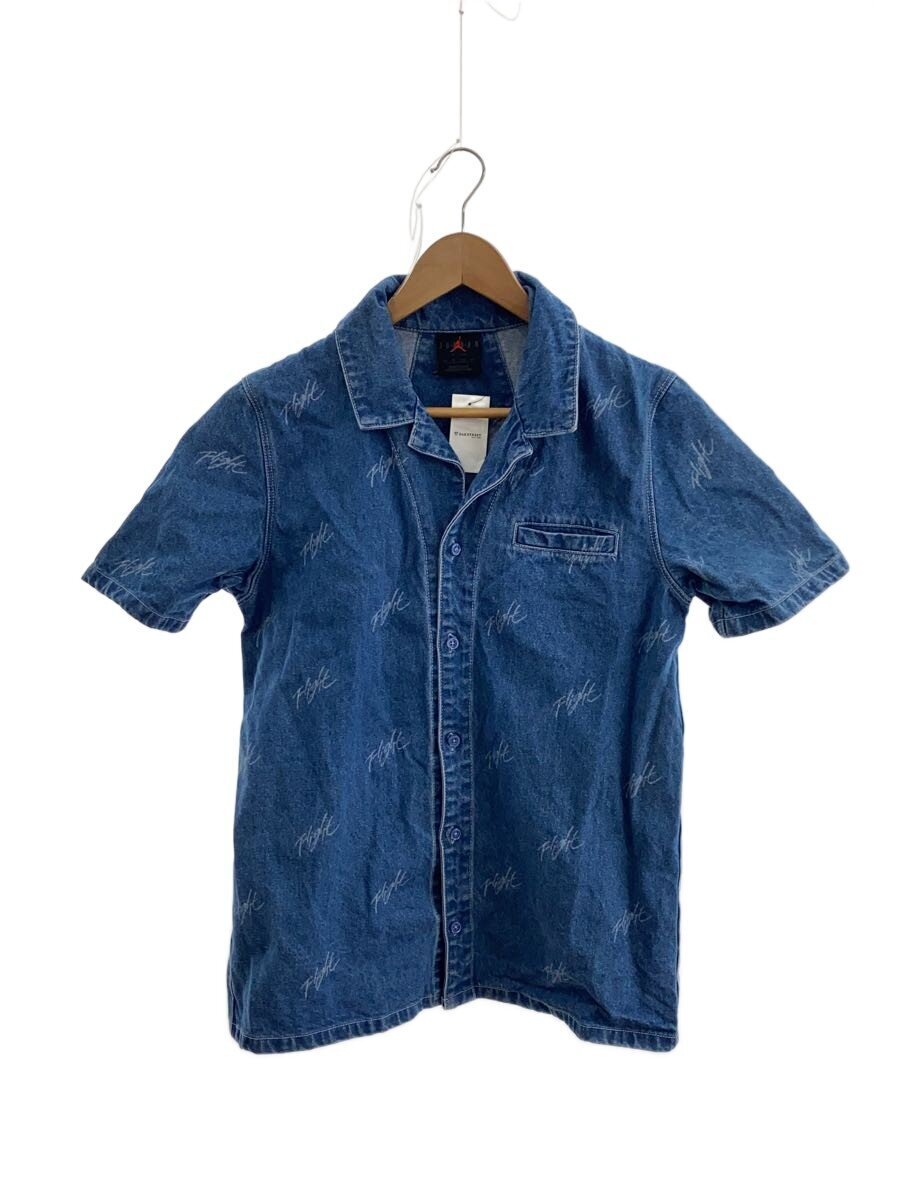 NIKE◆ウィメンズ ウーブン トップ/半袖シャツ/XS/デニム/IDG/総柄/fn5770-453拍卖