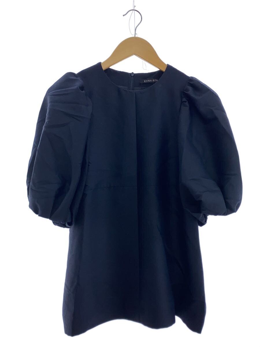 21SS/KEINA RITA/半袖ブラウス/36/ウール/ネイビー/無地/KB213-020拍卖