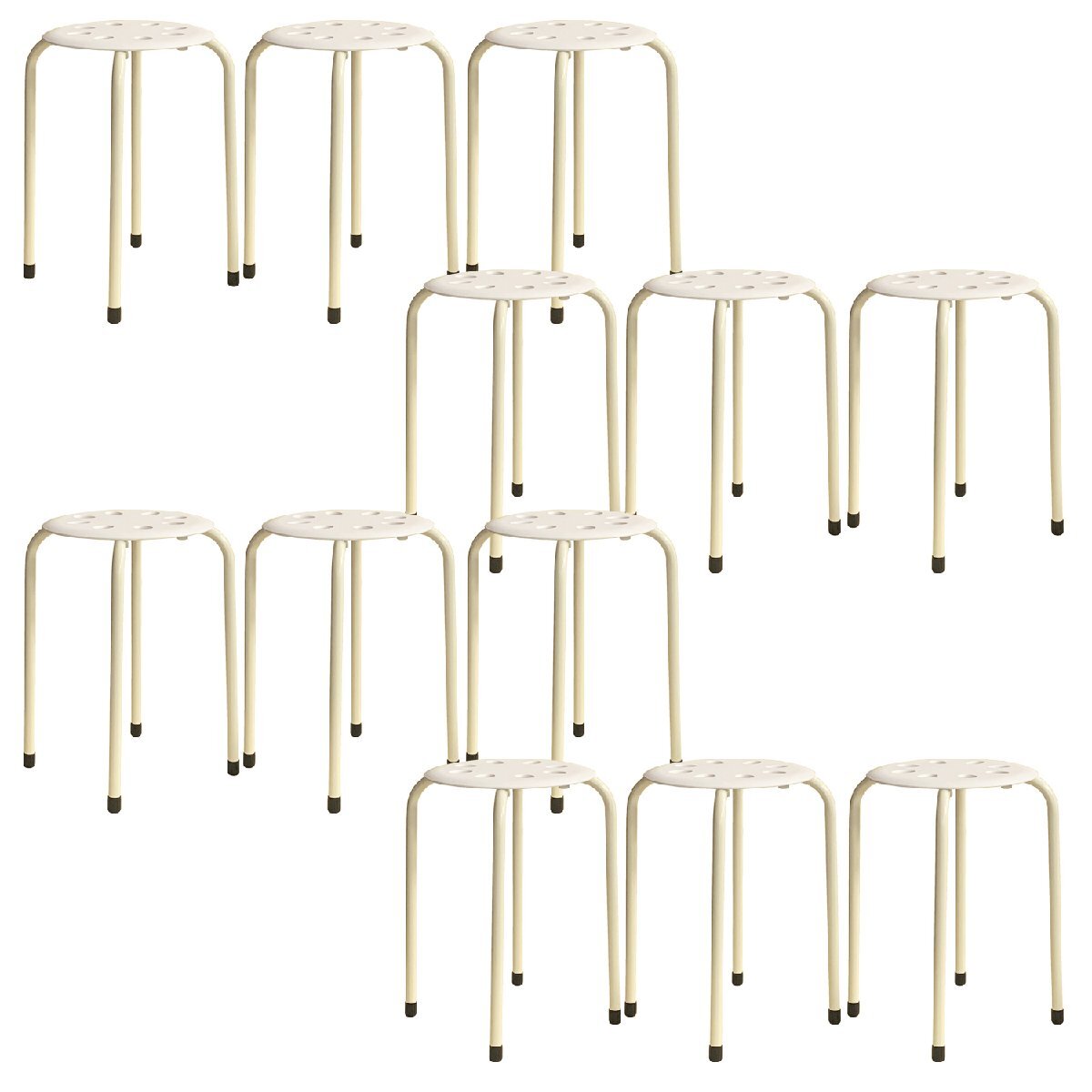 12脚セット 穴あき スタッキングスツール ホワイト 軽量 スチール 教室 オフィス イベン ト 丸椅子 シンプル スタッキン グチェア拍卖