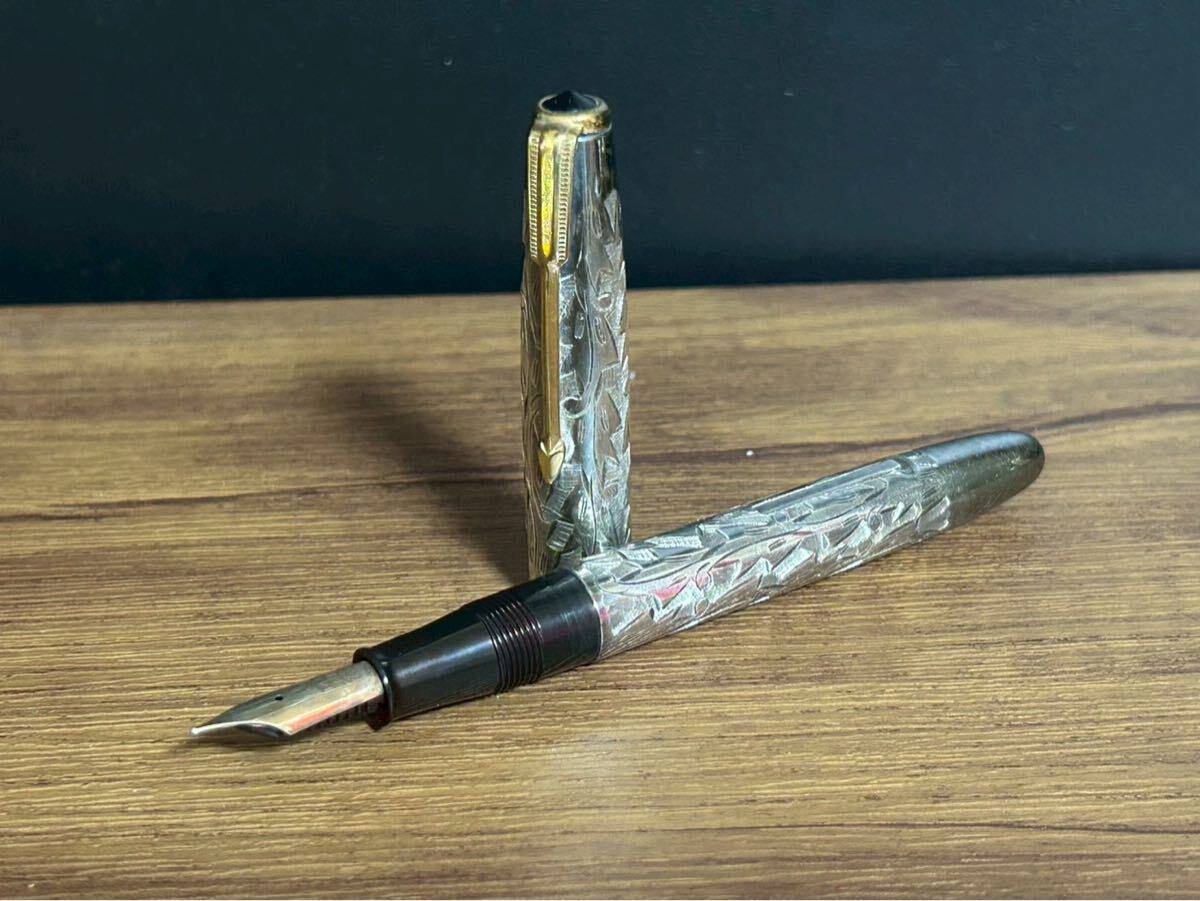 希少宮本商行 銀製万年筆 ペン先14K プラチナ拍卖