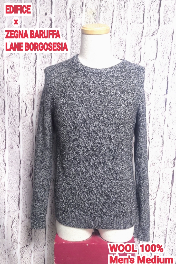 ★送料無料★ EDIFICE × ZEGNA BARUFFA LANE BORGOSESIA ニットセーター エディフィス ニット セーター Medium拍卖