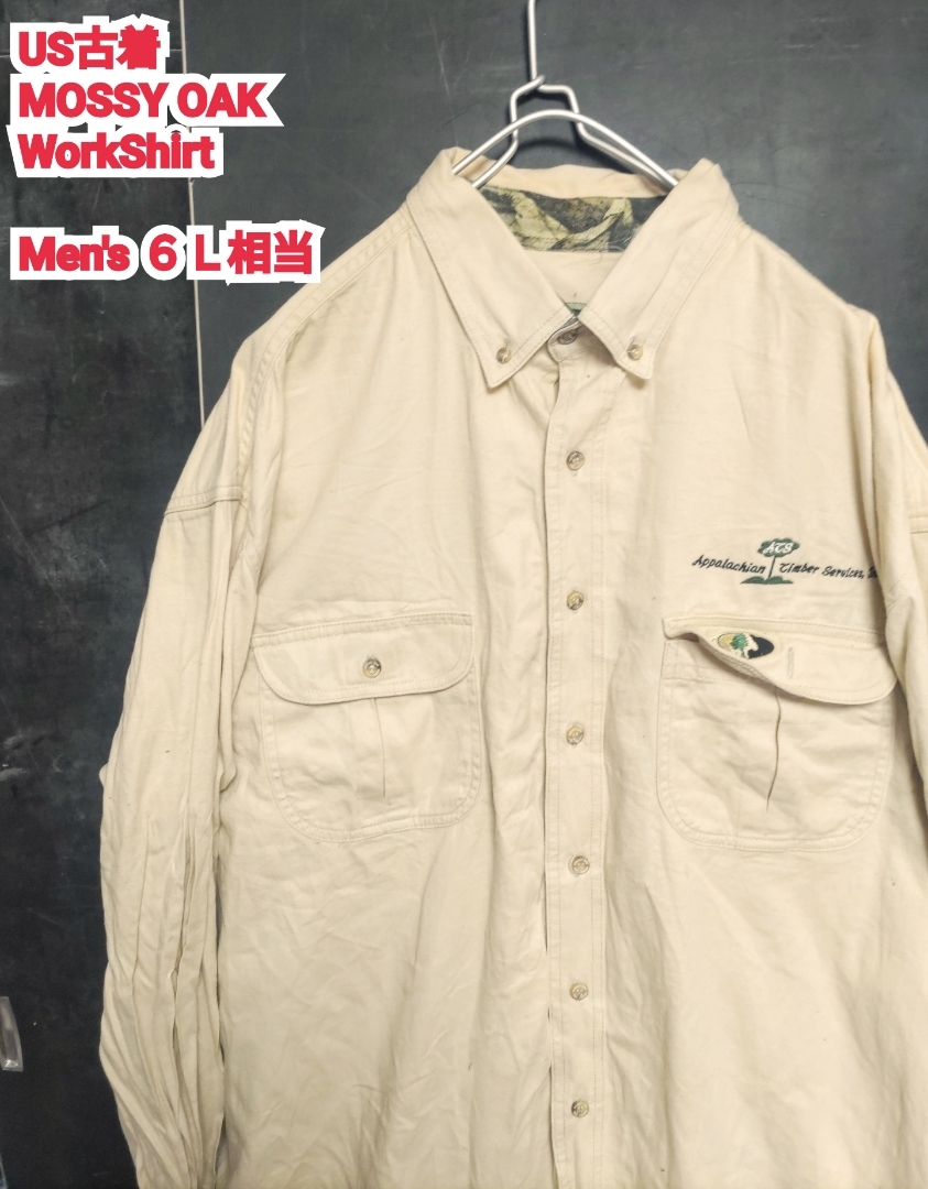 ★送料無料★ US古着 MOSSY OAK ワークシャツ ボタンダウンシャツ メンズ BDシャツ 6L 相当拍卖