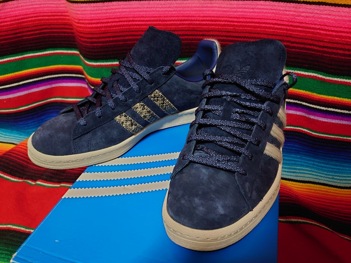 adidas アディダス オリジナルス キャンパス 80s 極美品 US10 28㎝ ネイビースウェード 白ハラコ スネーク柄 GY0406拍卖